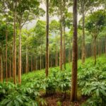 Firefly regenerative agroforestry teak plantation in deep colombian rainforest by coastal region 905